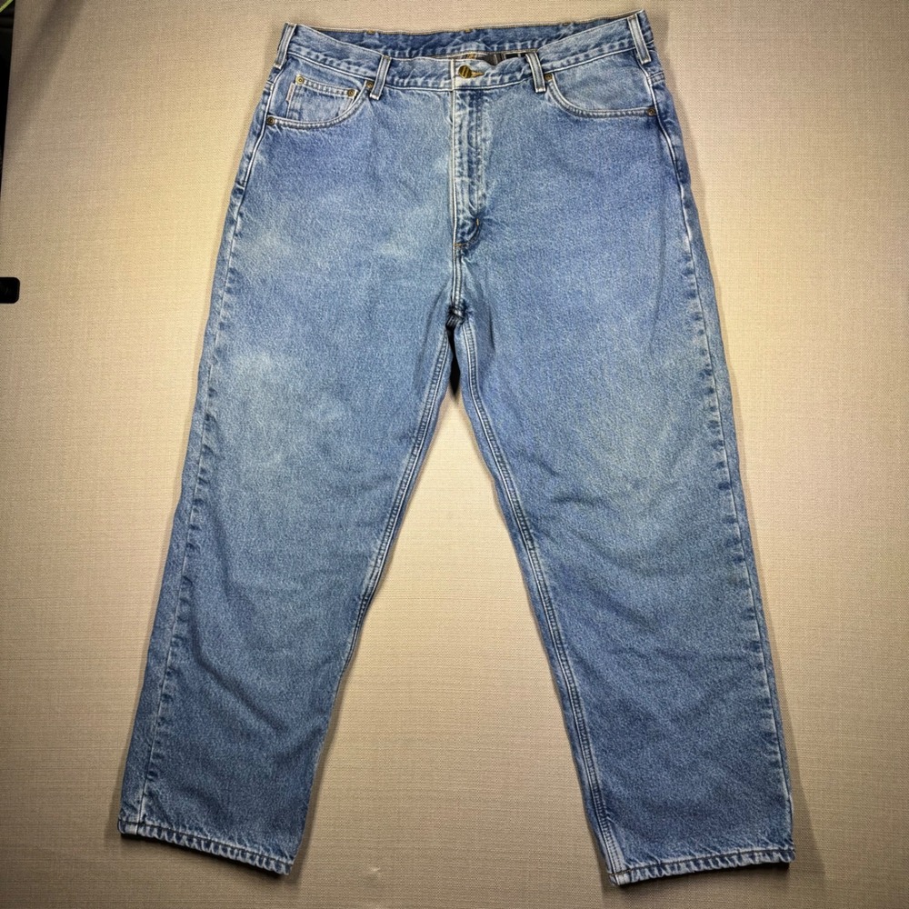Carhartt Mens Relaxed Fit Flannel Lined Straight Leg Jeans Size 40x30